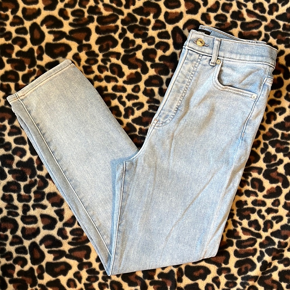 Express slim super high rise jeans. Size 8R. Light wash